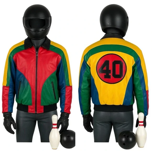 Michael Hoban RARE North Beach Leather Colorblock Moto Jacket Vintage Mens 40